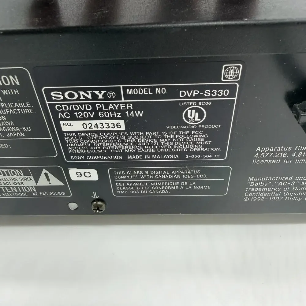 Sony DVP-S330 DVD/CD/Video Player W/ Remote Tested Working